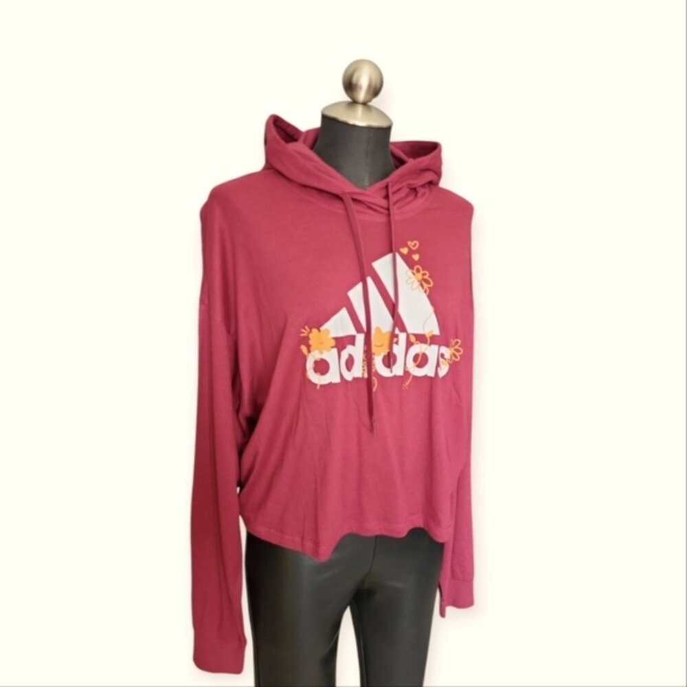 Adidas Floral Fun Oversized Hooded Shirt Large